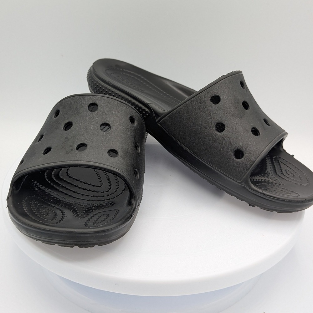 Crocs Classic Slide Black Sandals Mens 6 Womens 8 Slip On Iconic Comfort Foam